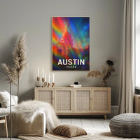 Austin Texas Vibrant Cityscape Digital Painting Pop Art Urban Skyline Travel Inspired Poster