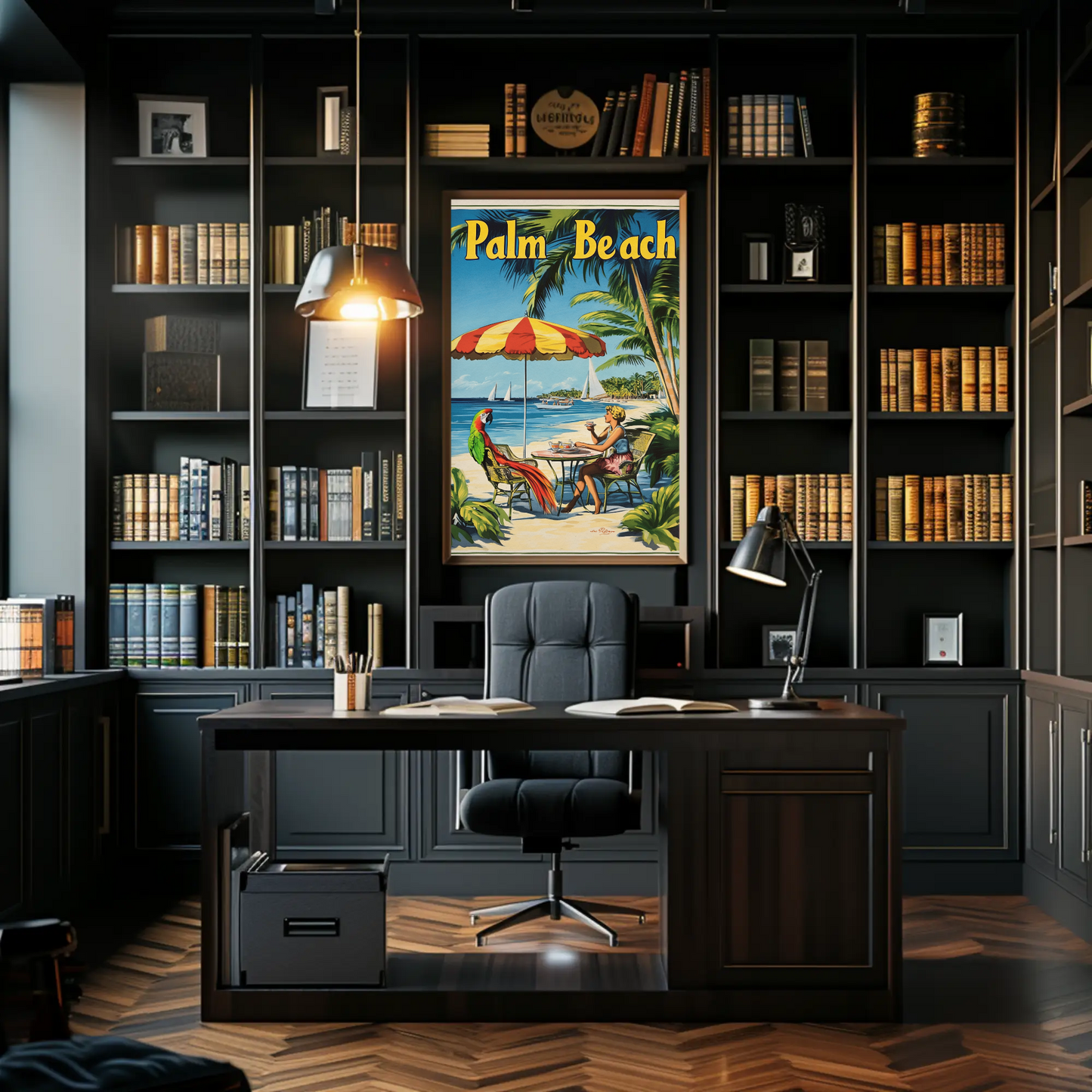 Palm Beach Vintage Poster Cafe Scene