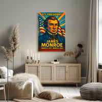 James Monroe 5th President of the United States Colorful Comic Book Style Poster