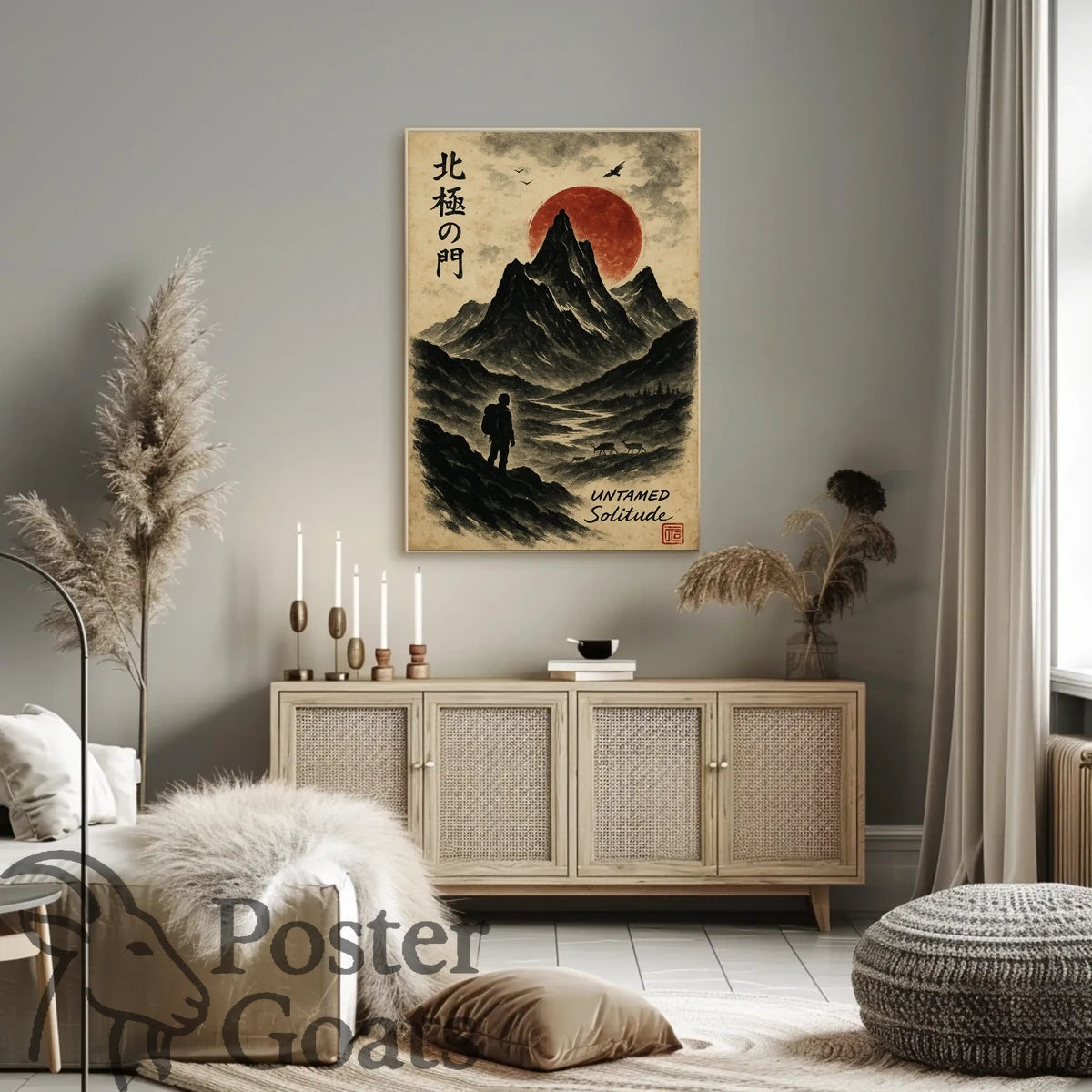 Untamed Solitude: Majestic Mountain Scene Cultural or Heritage Poster