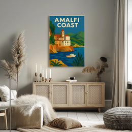 Amalfi Coast Travel Poster for Coastal Decor Wall Art