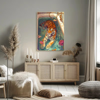 Serene Tiger in Bathtub Animal Poster PosterGoat