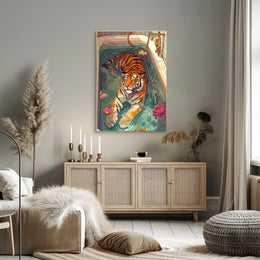 Serene Tiger in Bathtub Animal Poster PosterGoat