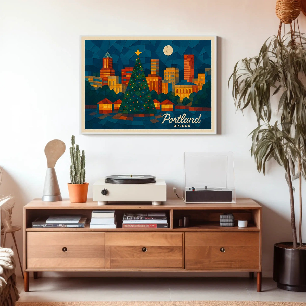 Portland Holiday Skyline Poster