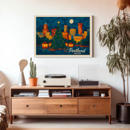 Portland Holiday Skyline Poster