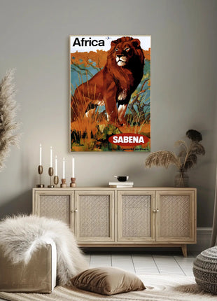 Africa Wildlife Travel Adventure Sabena Airlines Poster