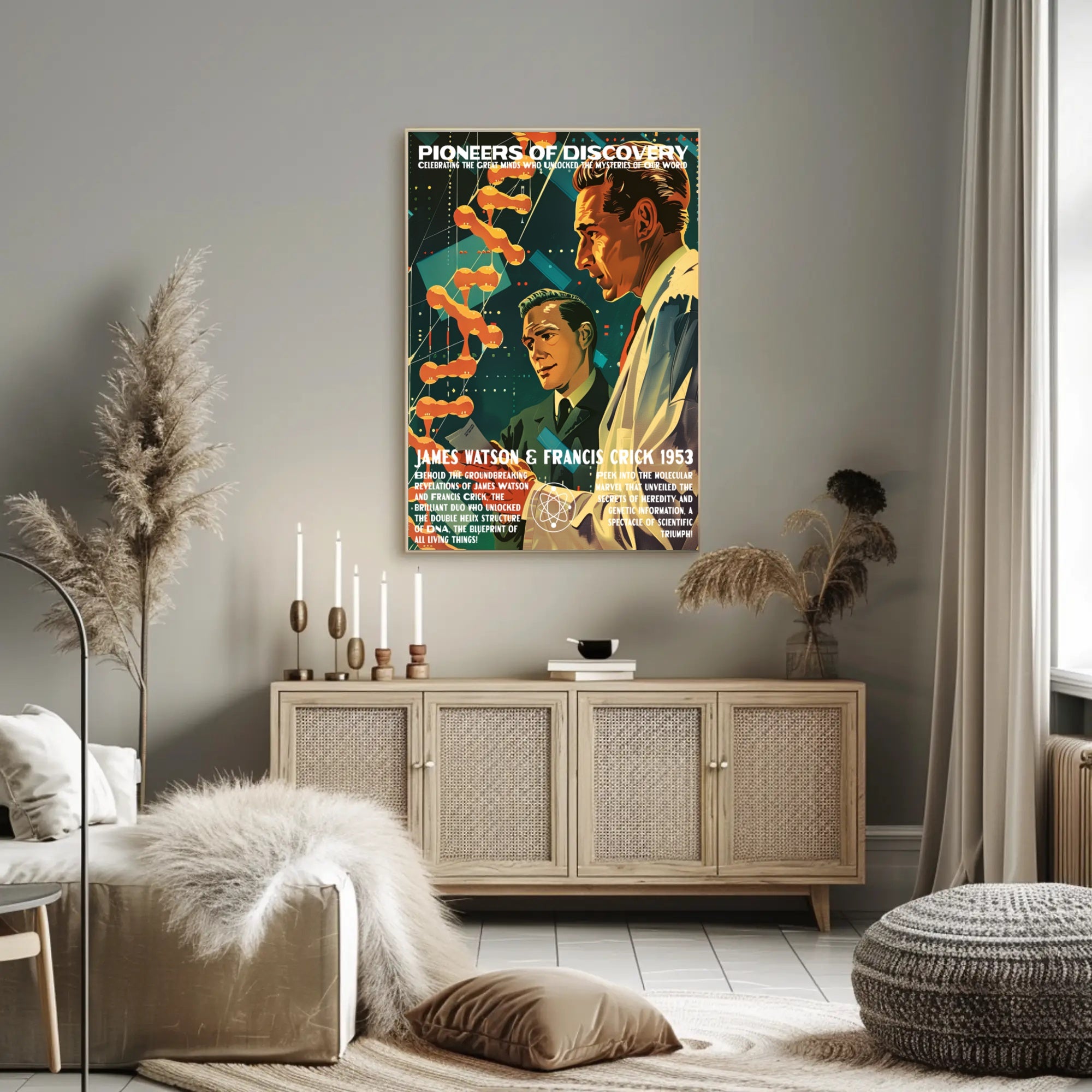DNA Double Helix Discovery Commemorative Educational Poster