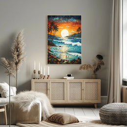 Tropical Sunset Beachscape Travel Poster