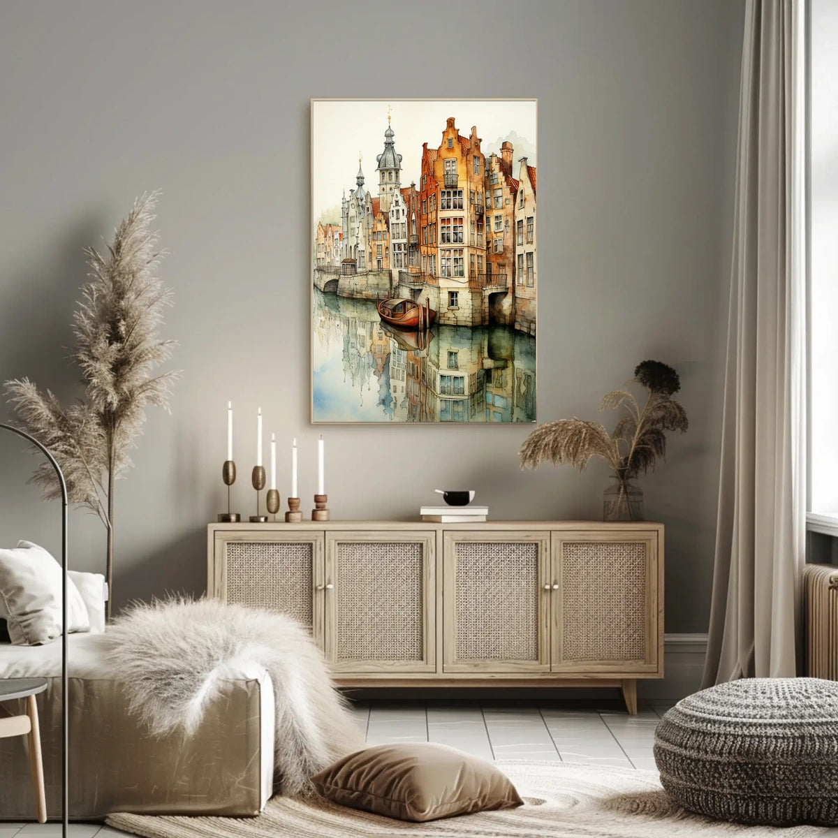 Renaissance Europe scene: Picturesque canal cultural heritage poster