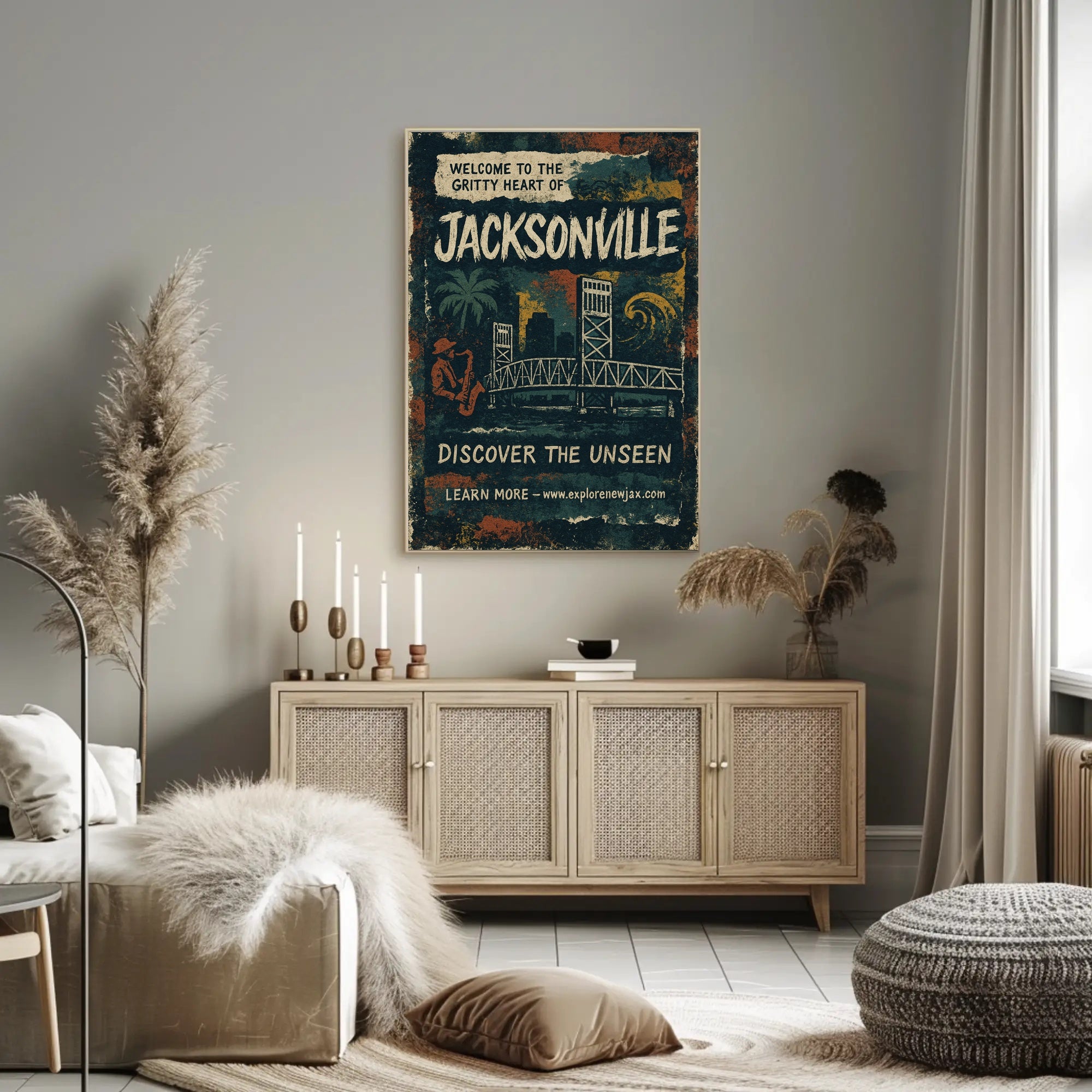 Welcome to Jacksonville Urban Cityscape Poster PosterGoat