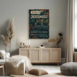 Welcome to Jacksonville Urban Cityscape Poster PosterGoat