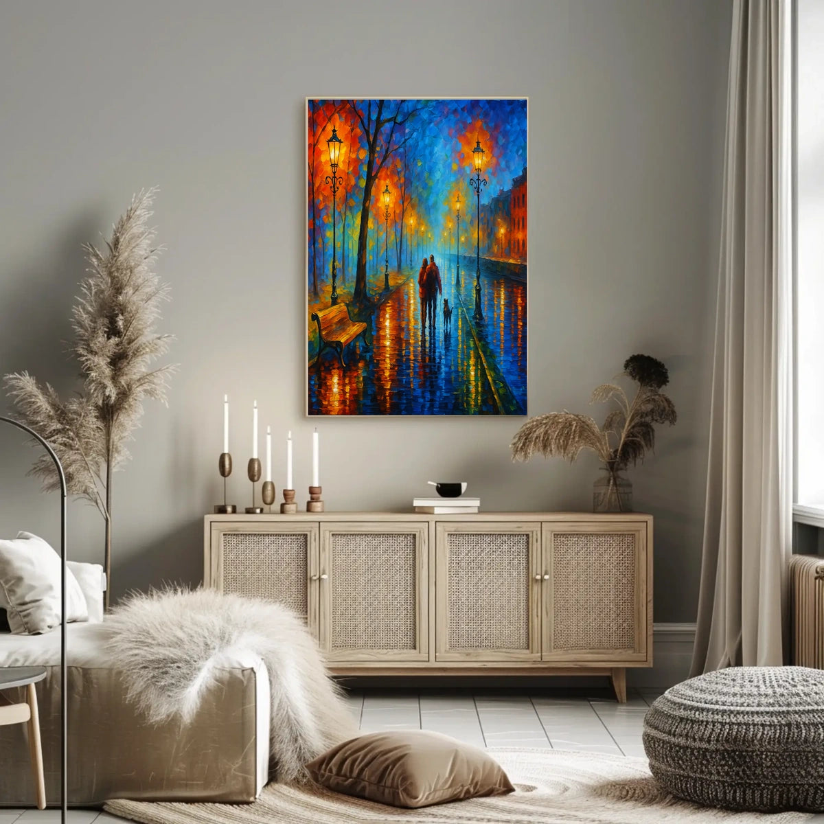 Evening Stroll in a Vibrant Cityscape Poster