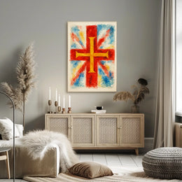 Vibrant Cross And Flag Poster