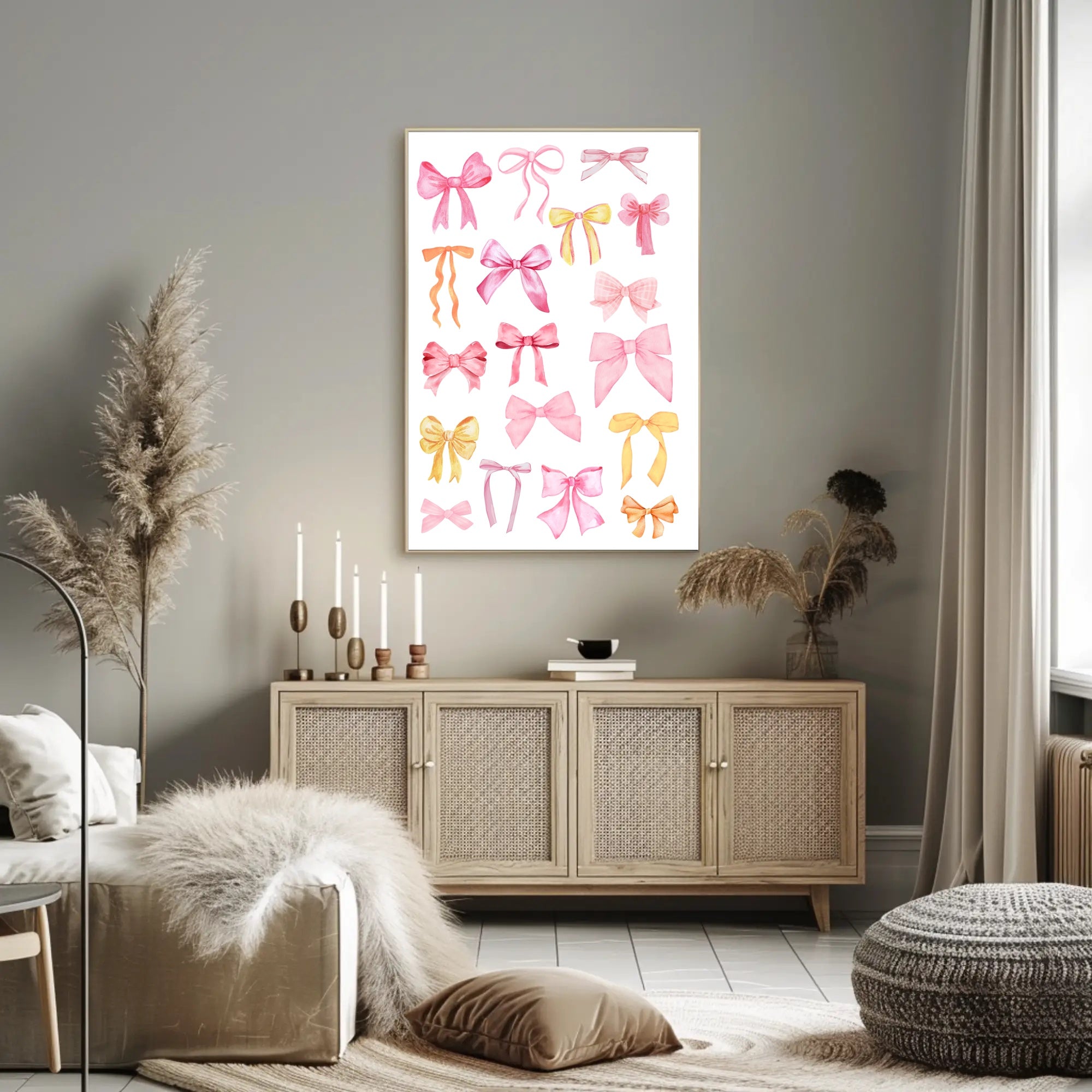 Whimsical Watercolor Bows Art Print - Artistic Poster PosterGoat