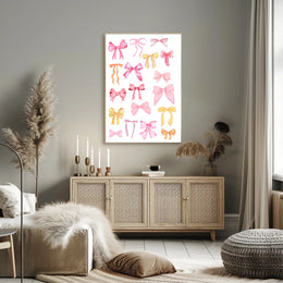 Whimsical Watercolor Bows Art Print - Artistic Poster PosterGoat
