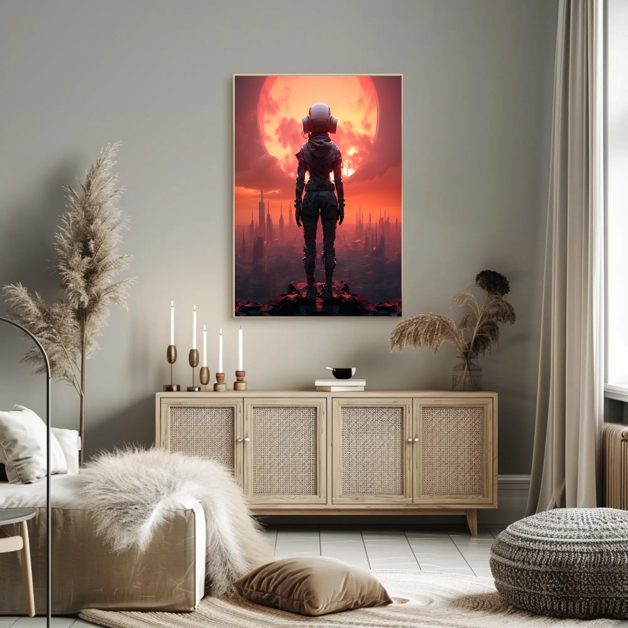 Futuristic Explorer At Sunset Poster PosterGoat