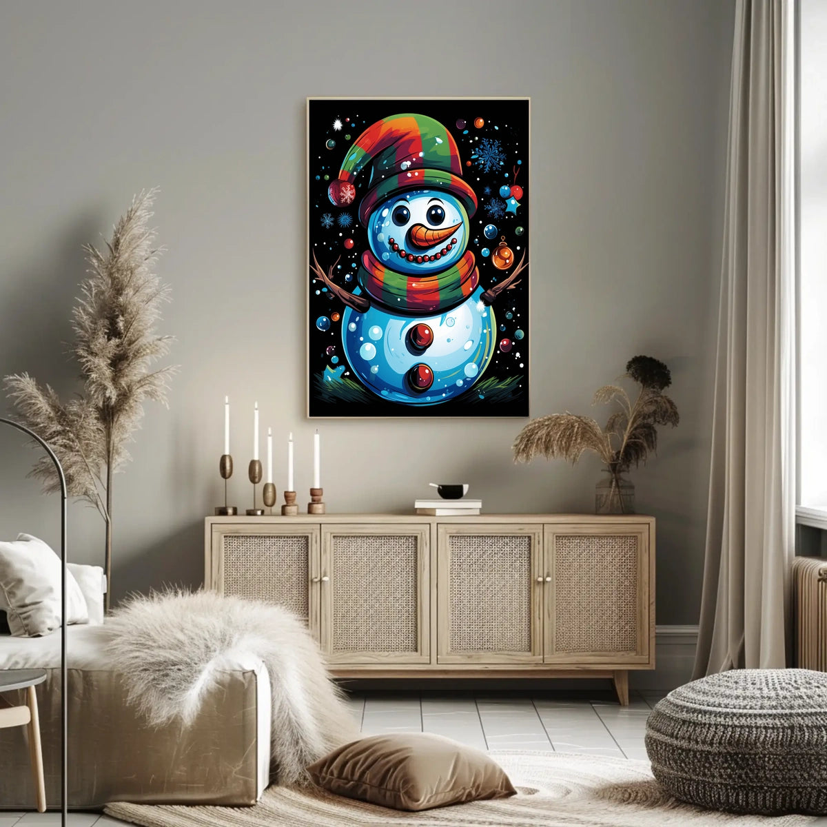 Whimsical Snowman Christmas Wonderland Artistic Poster