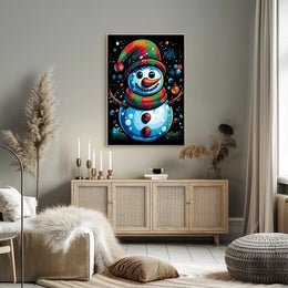Whimsical Snowman Christmas Wonderland Artistic Poster