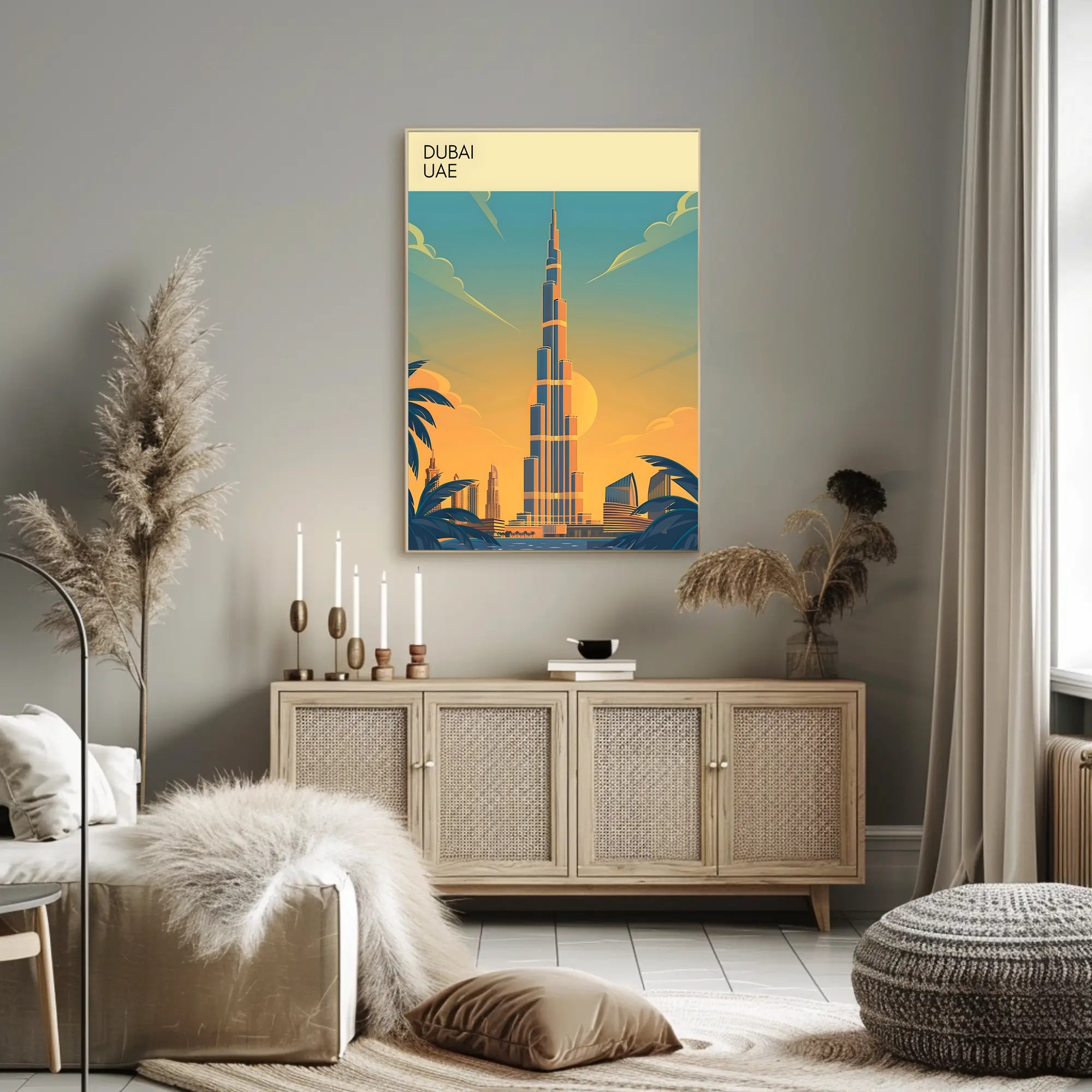Dubai Skyline at Sunset Poster