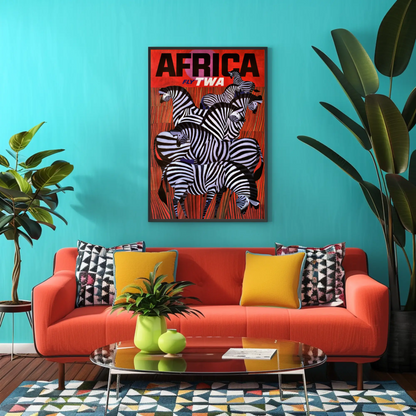 Fly TWA to Africa Vintage Travel Poster