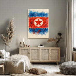 Abstract North Korean Flag Abstract Poster