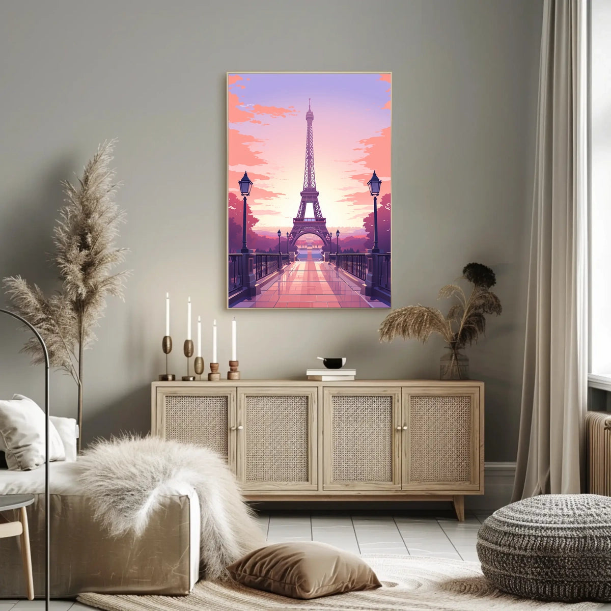 Eiffel Tower Sunset Art Print: Urban or Cityscape Poster