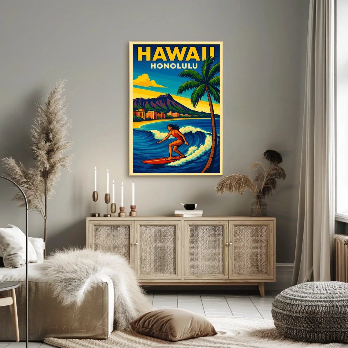 Surfing In Honolulu Poster