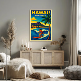 Surfing In Honolulu Poster