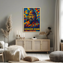Genghis Khan Mosaic Portrait Poster
