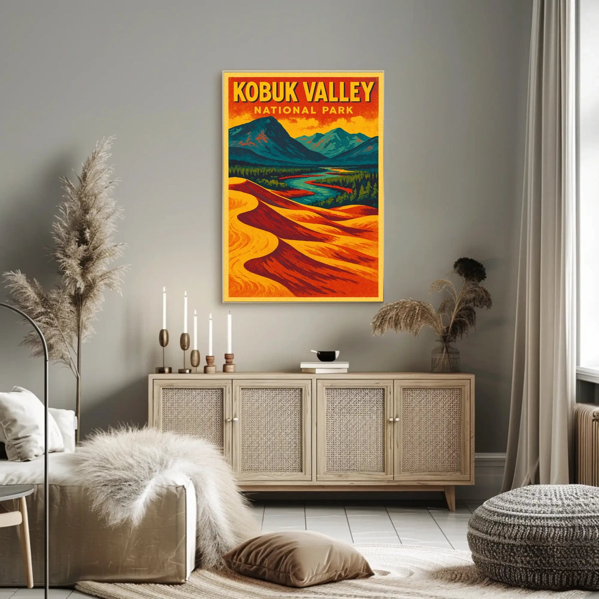 Kobuk Valley National Park Landscape Retro Art Deco Poster