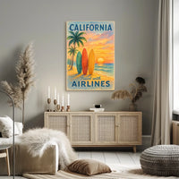 California Airlines Vintage Travel Poster