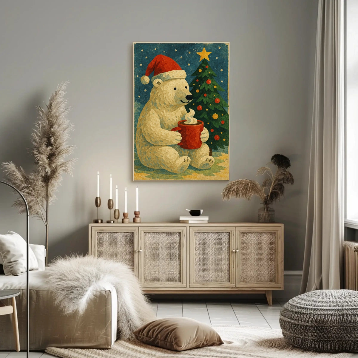 Festive Polar Bear Holiday Poster