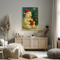 Festive Polar Bear Holiday Poster