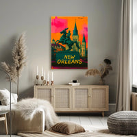 Vibrant Equestrian Statue New Orleans Urban Cityscape Poster