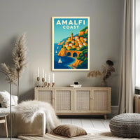 Amalfi Coast Poster Wall Art Mediterranean Scenic Print