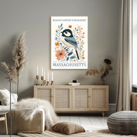 Black-Capped Chickadee Massachusetts Heritage Art Poster