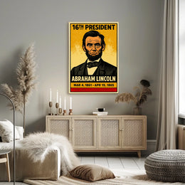 Abraham Lincoln 16th President of the United States Inked Comic Style Poster
