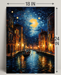 Moonlit Venetian Canal Poster