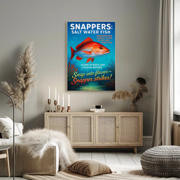 Snapper Strikes Salt Water Fish Poster PosterGoat
