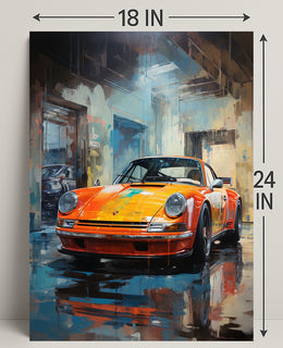 Vibrant Classic Car In Urban Garage Poster PosterGoat