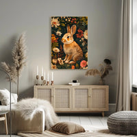 Floral Rabbit Portrait Wall Art Print