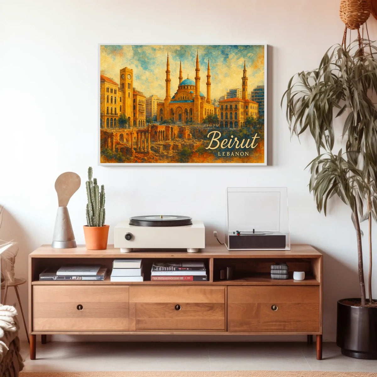 Beirut Cityscape Lebanon Iconic Skyline Travel Art Realism Digital Painting Heritage Poster