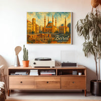 Beirut Cityscape Lebanon Iconic Skyline Travel Art Realism Digital Painting Heritage Poster