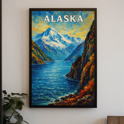 Alaska Kenai Fjords Coastal Mountain View Travel Poster