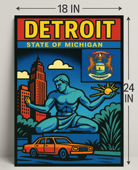 Detroit State of Michigan Poster PosterGoat