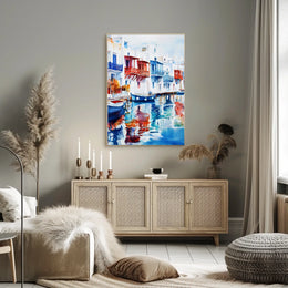 Greece Mykonos Colorful Waterfront Poster