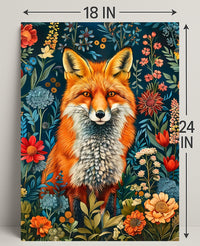 Majestic Fox Amongst Flowers: Enchanting Animal Poster