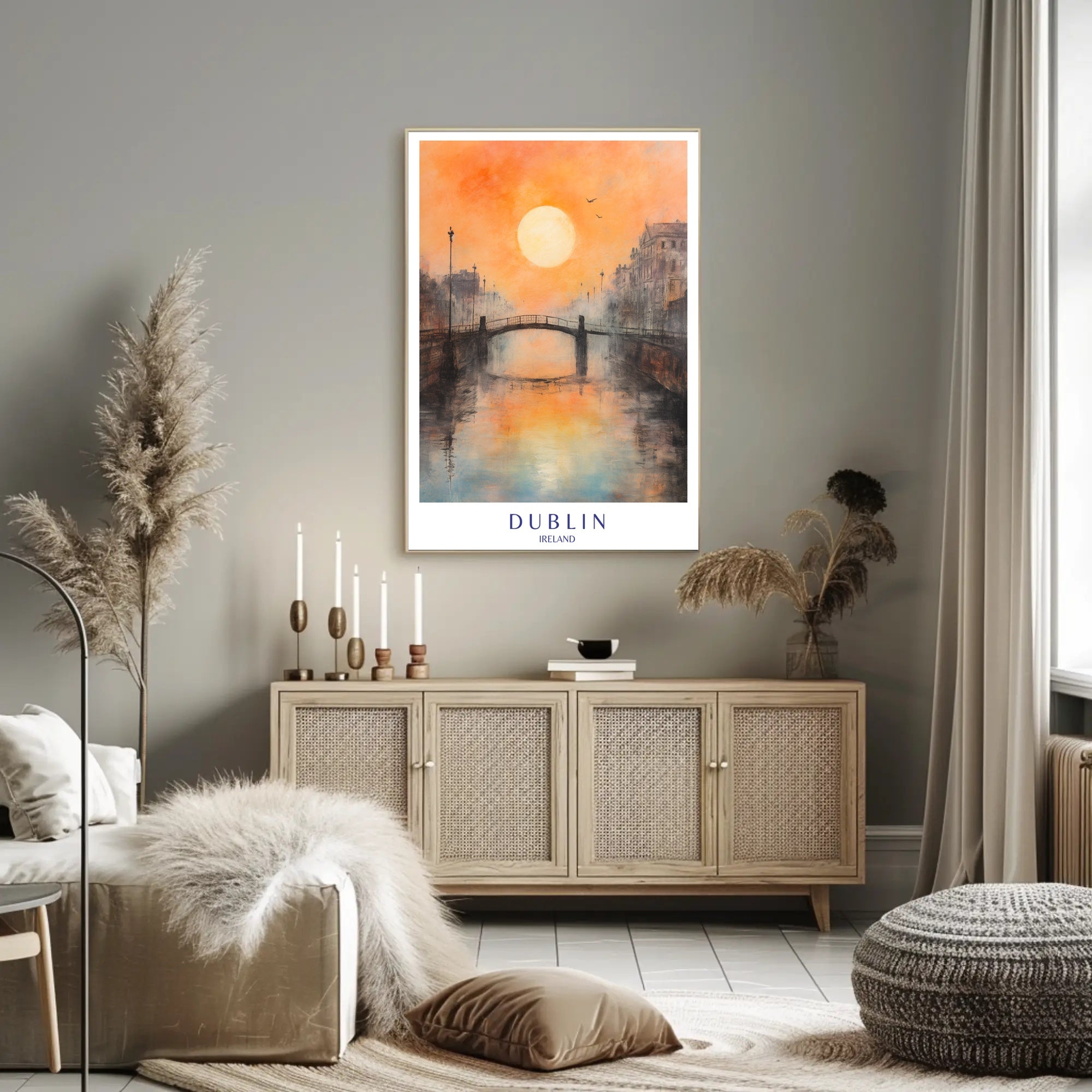Sunset Over Dublin Bridge Poster PosterGoat