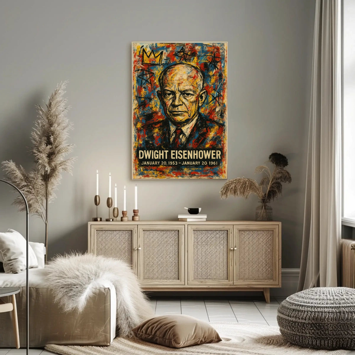 Eisenhower Abstract Portrait: Bold Presidential Art Print
