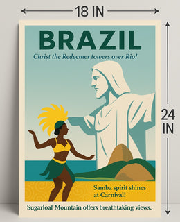 Discover Brazil Vintage Travel Poster Wall Art PosterGoat